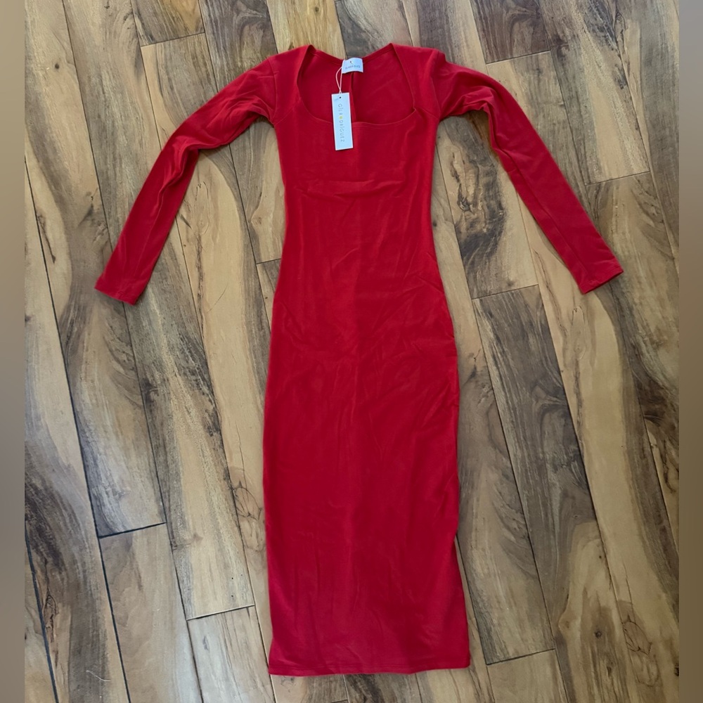 NWT Gil Rodriguez Red El Tigre Dress Long Sleeve Size XS Bodycon